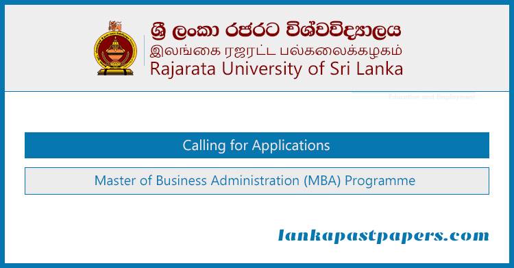 MBA Admission Open – Rajarata University of Sri Lanka | Apply Before 31 March 2023