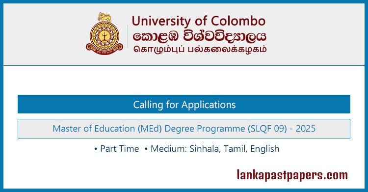 Apply for M.Ed 2025 at University of Colombo – Part-Time Program in Sinhala, Tamil, or English