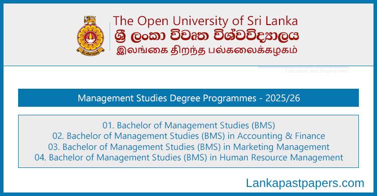 Open University (OUSL) BMS (Honours) Degree Program 2025 – Apply Online