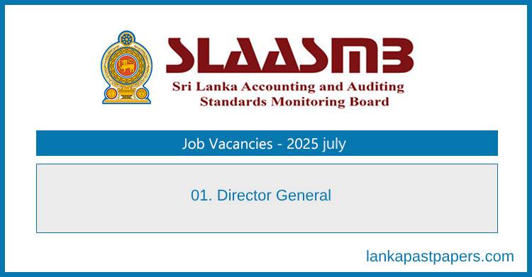 Director General Vacancy 2025 – SLAASMB | Ministry of Finance Jobs