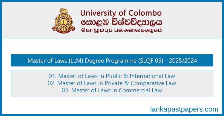 University of Colombo LLM Degree Programme 2025 – Apply Now for Specializations in Public, Private and Commercial Law(Date Extended)