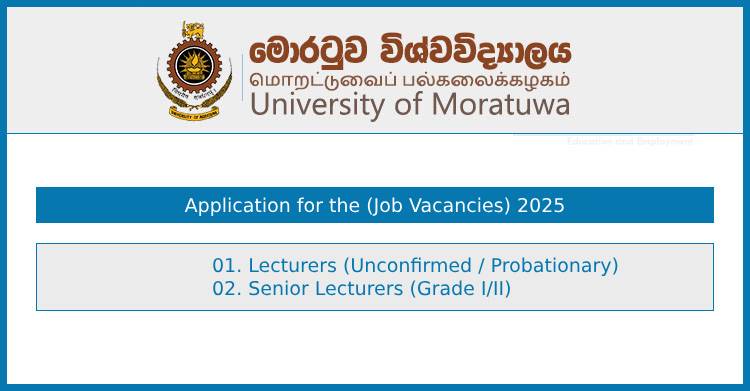 University of Moratuwa Job Vacancies 2025 – Faculty of Business Lecturers and Senior Lecturers