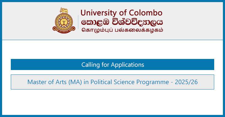 Master of Arts (MA) in Political Science 2025 – University of Colombo
