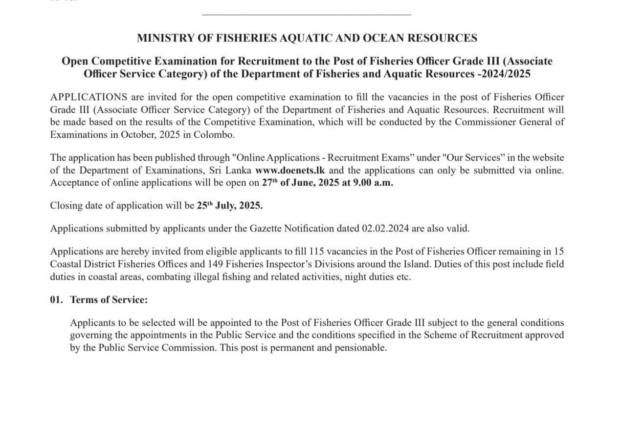 Fisheries Officer Exam 2025